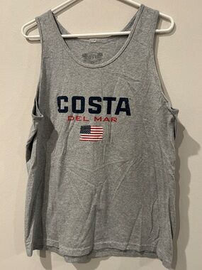 Costa Del Mar Tank Top Gray USA Flag Graphic Size L